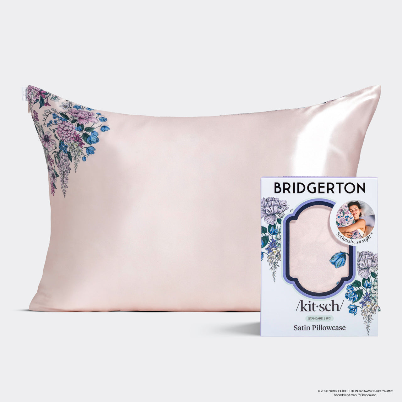 Bridgerton x Kitsch Satin Pillowcase in Wisteria 4 Pack